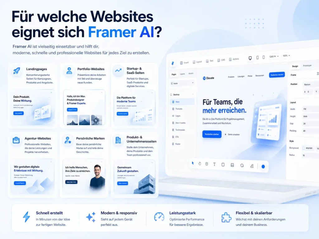 Für welche Websites eignet sich Framer AI?